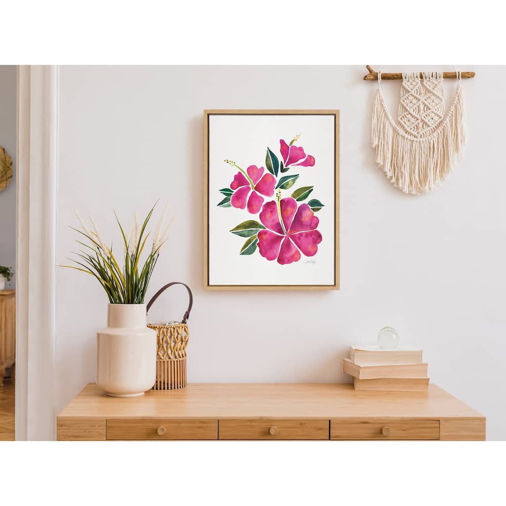Kate and Laurel Sylvie Hibiscus Bloom Framed Canvas by Cat Coquillette