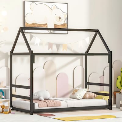 Kids House Bed Playhouse Metal Bed Frame for fun children's bedroom, Twin Size, Easy Assembly🛍️🛒