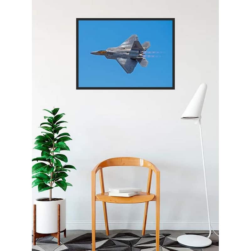 F-22 Raptor Airplane in Flight Photography by Wayne Collamore Framed Poster - 24 x 36 Inch