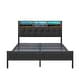 preview thumbnail 10 of 9, Javlergo Upholstered Platform Bed Frame with LED Lights and Storage Headboard LED Bed Frame with Outlets and USB Ports