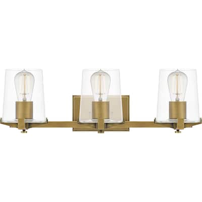 Perry 3-Light Weathered Brass Vanity Light - Weathered Brass - 23.5