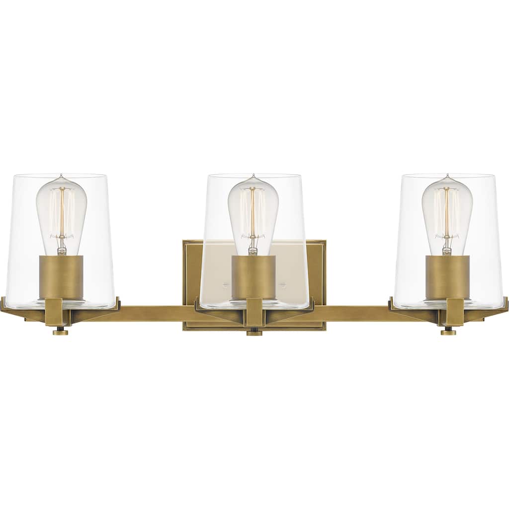 Perry 3-Light Weathered Brass Vanity Light - Weathered Brass - 23.5