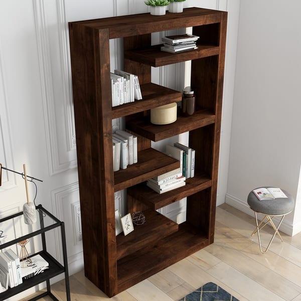 Carbon Loft Grimm Whiskey Distressed Alder Wood 72 Inch Bookcase Overstock 23051115