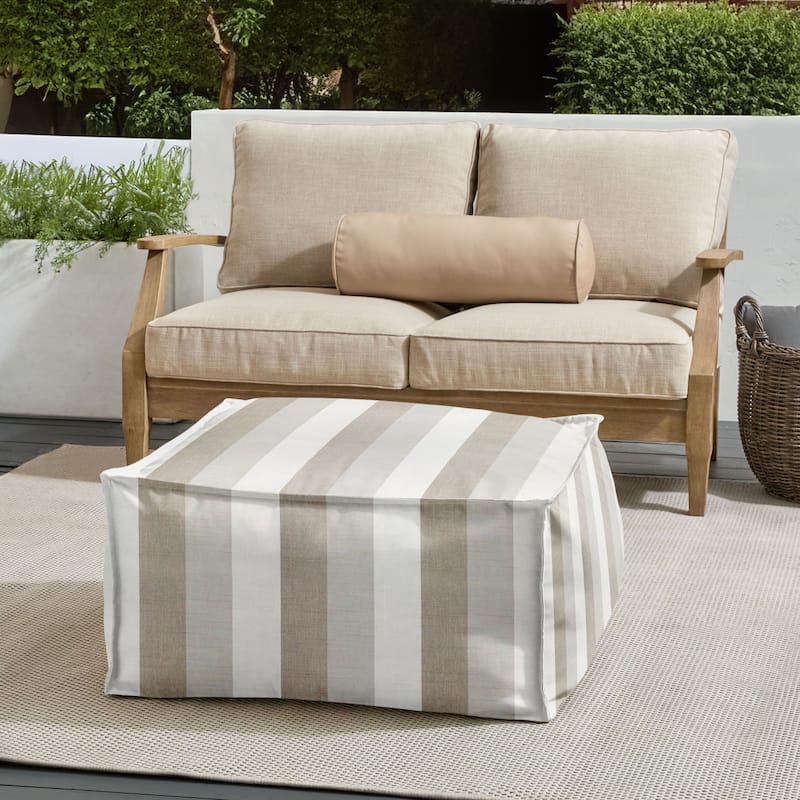 Sorra Home Sunbrella Outdoor Top Stitch Bean Pouf - Direction Linen - Large