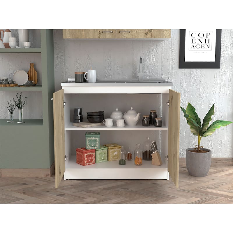 Utility Sink for Kitchen, Dining Room,White / Light Oak