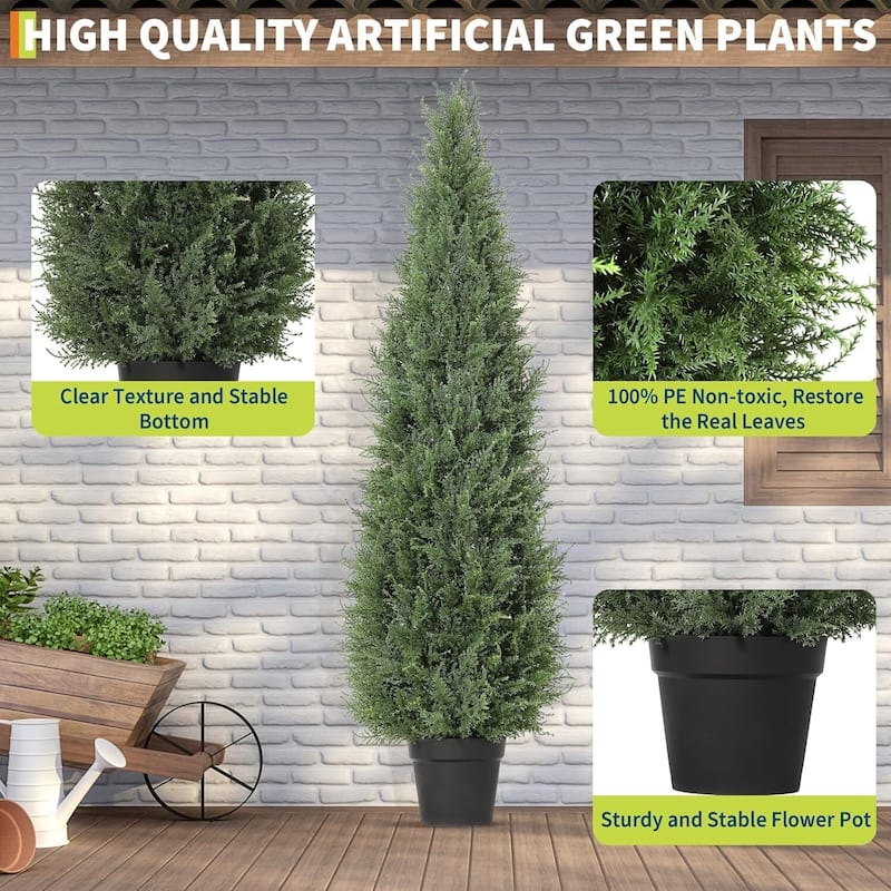 2-Pack Faux Artificial Cedar Topiary Tree for Home Office Decor