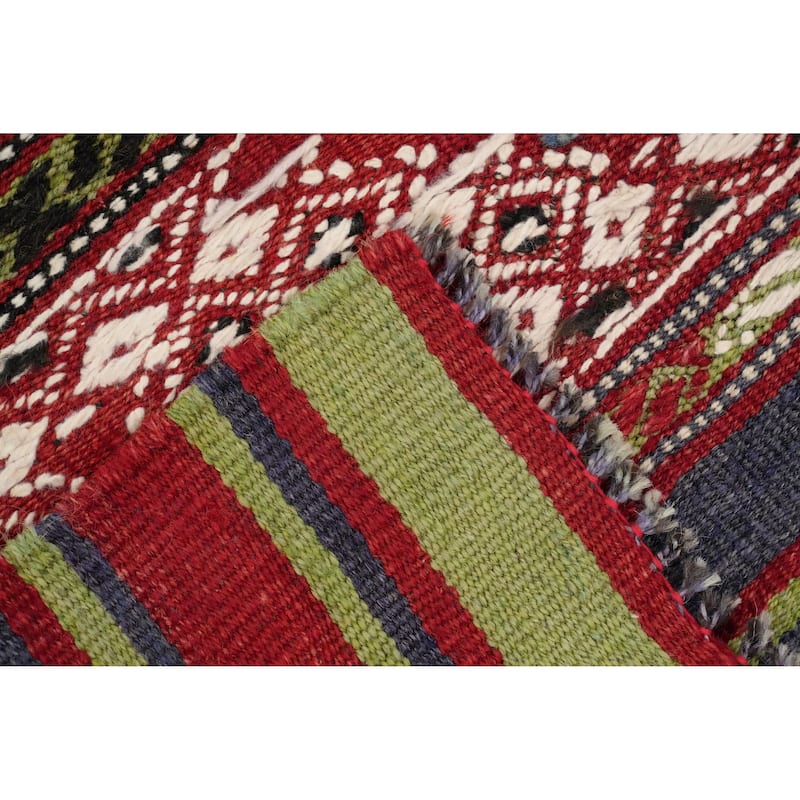Hand Woven Oriental 100% Wool Carpet Southwestern Tribal Multi-Colored Kilim Area Rug - 7' 4'' X 4' 11''