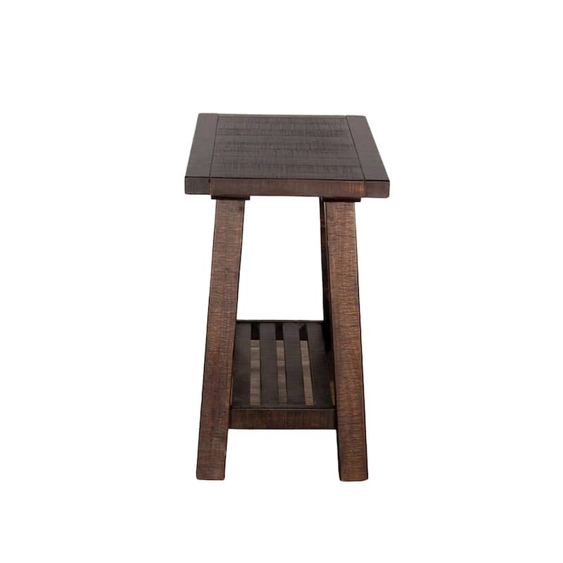 Anva Accent Chairside Table, Dark Brown Mahogany, Rectangular 28 Inch