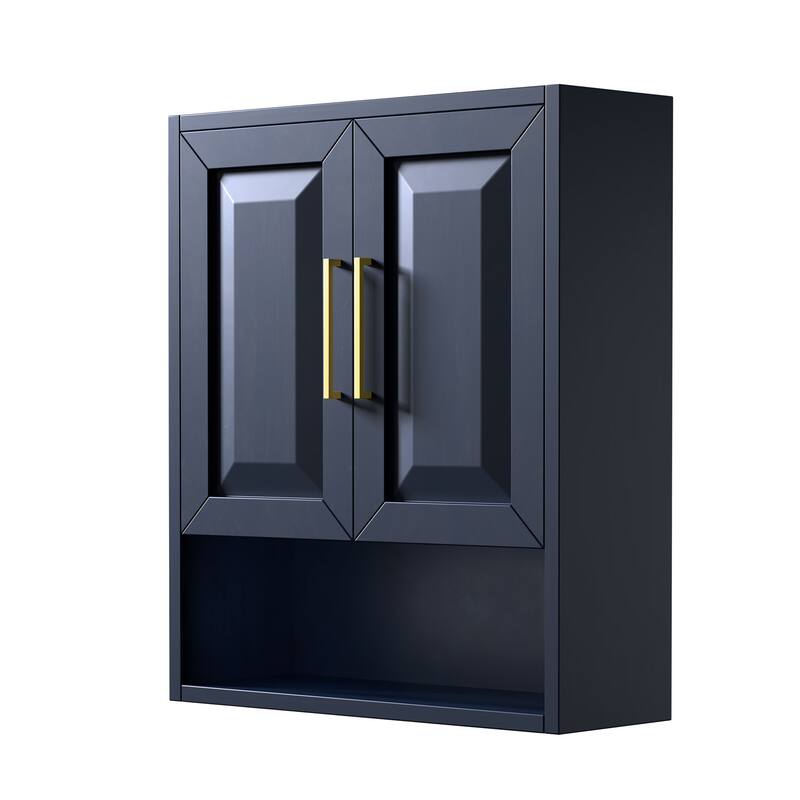 Wyndham Collection Daria 30" MDF Wall Mounted Bathroom Cabinet - Dark Blue / Brushed Gold Hardware