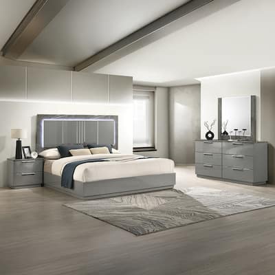 Elara King / Queen 4PC / 5PC Bedroom Set Gray