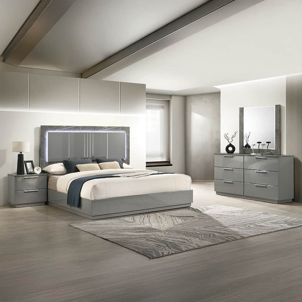 Elara King / Queen 4PC / 5PC Bedroom Set Gray