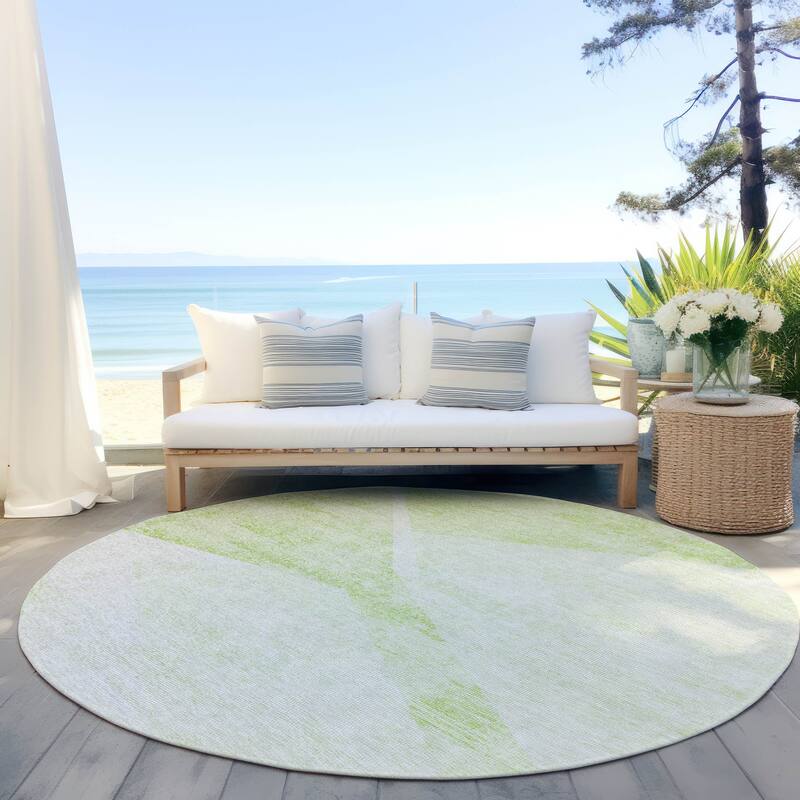Machine Washable Indoor/ Outdoor Chantille Contemporary Geo Rug - Aloe - 8' x 8'