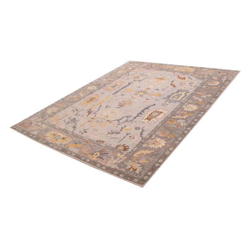 ECARPETGALLERY Hand-knotted Modern Oushak Light Grey Wool Rug - 10' 1" x 14'