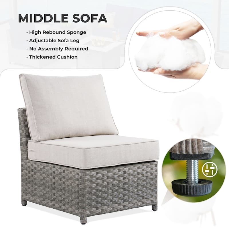 HOOOWOOO 9-piece Handwoven Wicker Patio Sectional Set with Swivel Rocking Chair