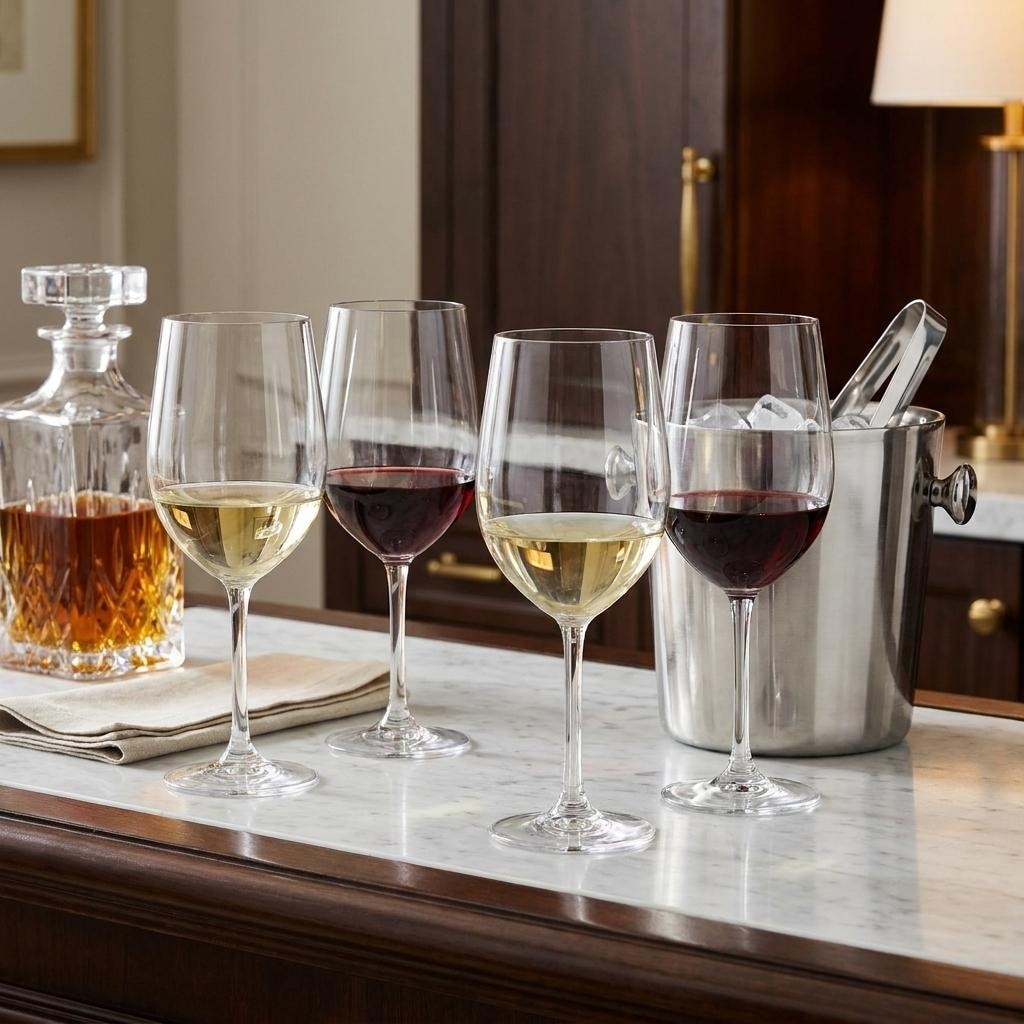 HomeRoots Set of Four Clear Tritan Plastic Stemmed All Purpose Wine Glass