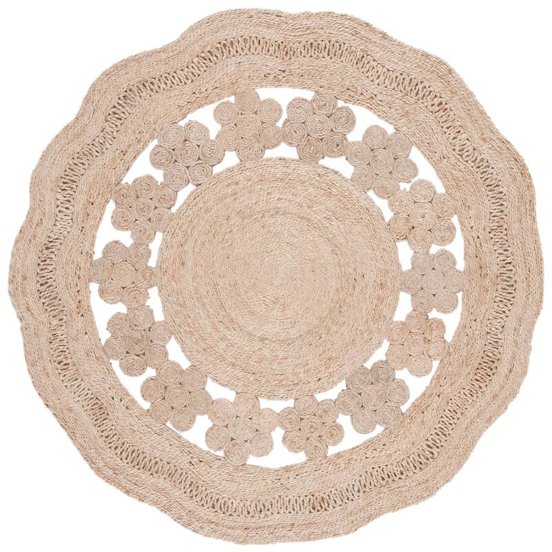 SAFAVIEH Natural Fiber Versie Farmhouse Country Cottage Jute Rug - 5' Round - Natural