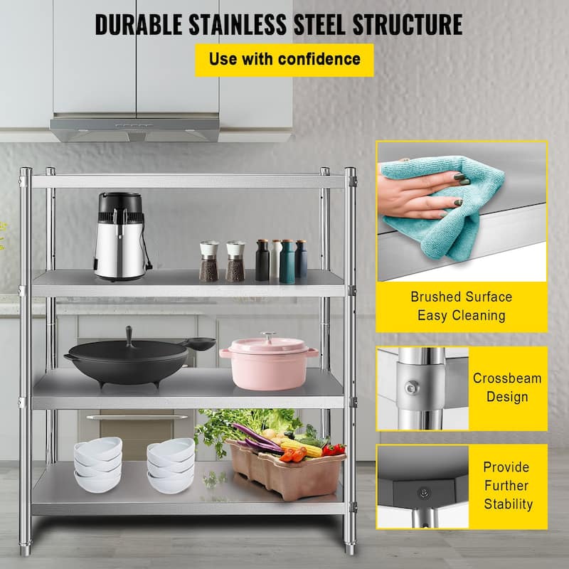 Heavy Duty Stainless Steel Adjustable Shelf Storage Unit Ideal for Kitchen Office or Garage