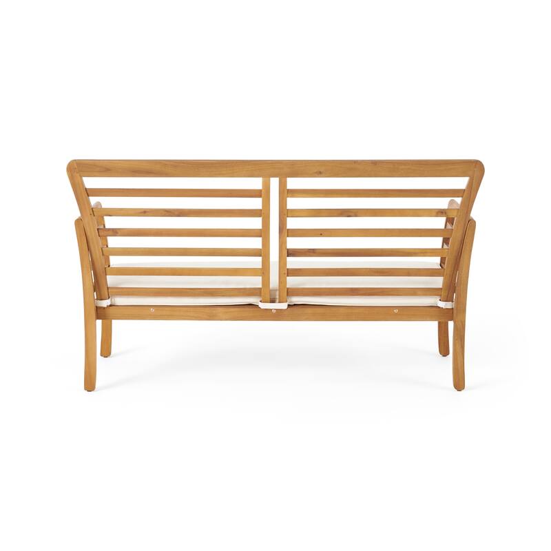 Caydon Acacia Wood Outdoor Loveseat with Cushions by Christopher Knight Home
