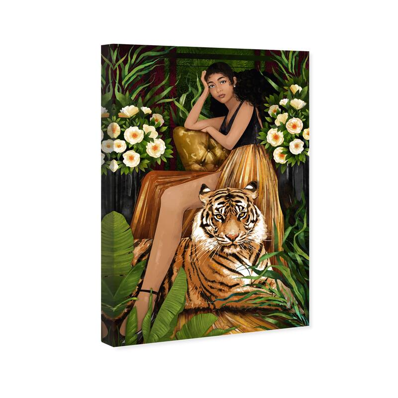 Wynwood Studio Canvas Animals Garden Tiger Elegance Gold and Tropical Wall Art Canvas Print - Gold, Green