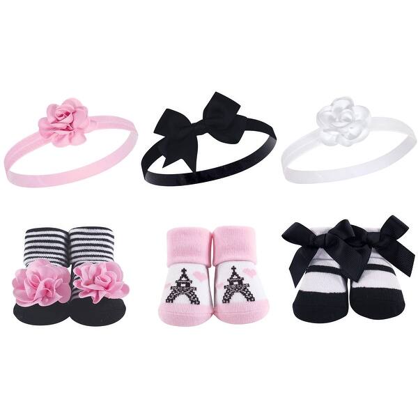 slide 1 of 1, Hudson Baby Infant Girl Headband and Socks Giftset 6pc, Paris, One Size - Paris 6-Pack Paris 6-Pack - One Size