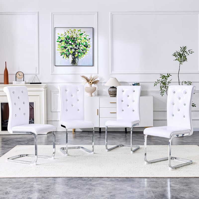 Dining Chair Side Chair Kitchen Chair Leisure Chair Lounge Chair Office Chair White Silver Armless Chair - White Silver