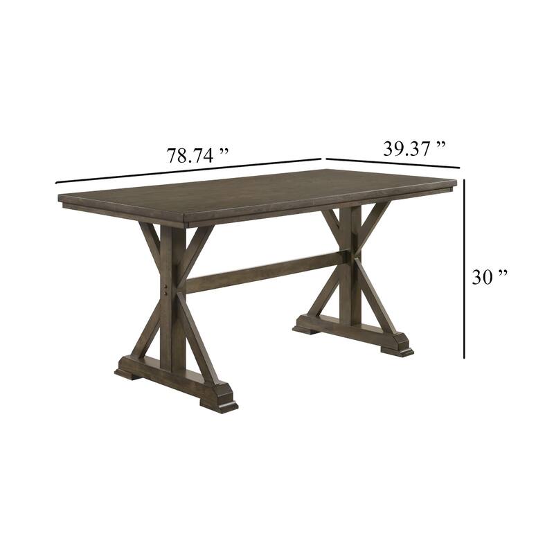 Omal Dining Table, 79 Inch Brown Wood Tabletop, X Shaped Legs - Brownish Khaki