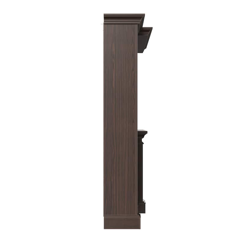 Electric Fireplace Mantel with Bookshelves, 115.5" Entertainment Center with Built-in Shelving