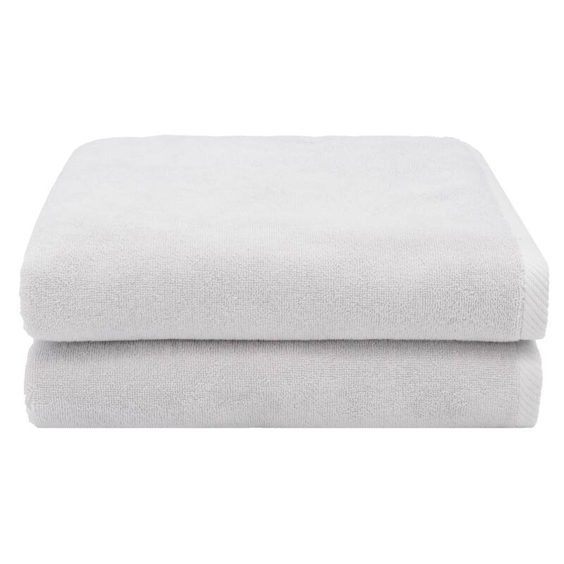 Authentic Hotel and Spa 100% Turkish Cotton Ediree Bath Towels - Set of 2 - Silver