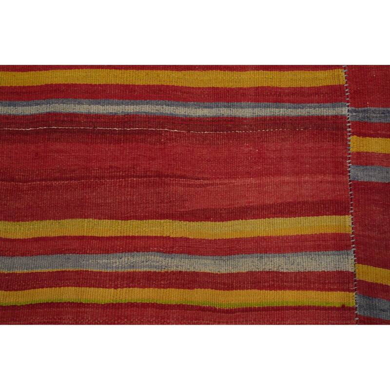 Hand Woven Oriental 100% Wool Carpet Southwestern Geometric Red Kilim Area Rug - 9' 8'' X 4' 8''