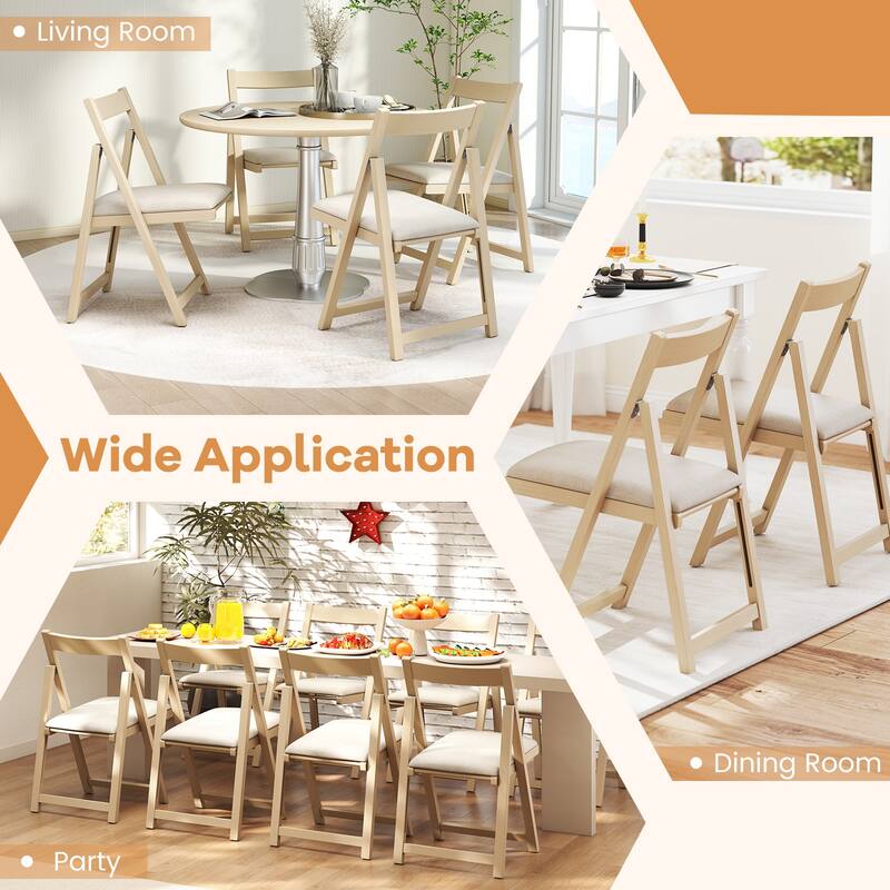 Gymax Upholstered Dining Chair Set of 4 w/ Curved Backrest Rubber Wood
