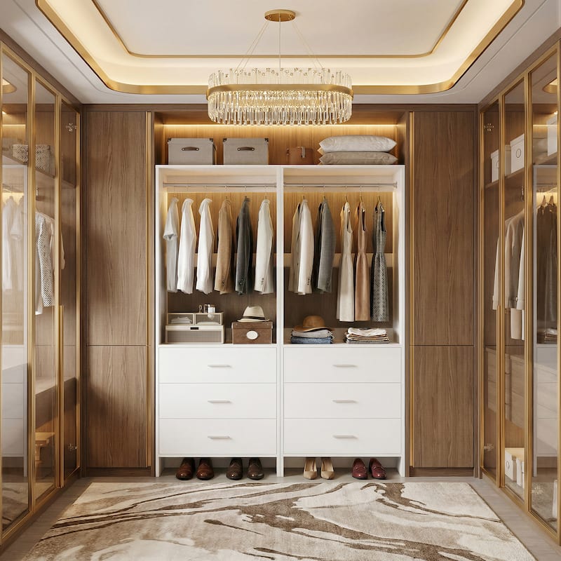 Set of 2/4 Closet Organizer System with Wood Drawers - 48-In - White