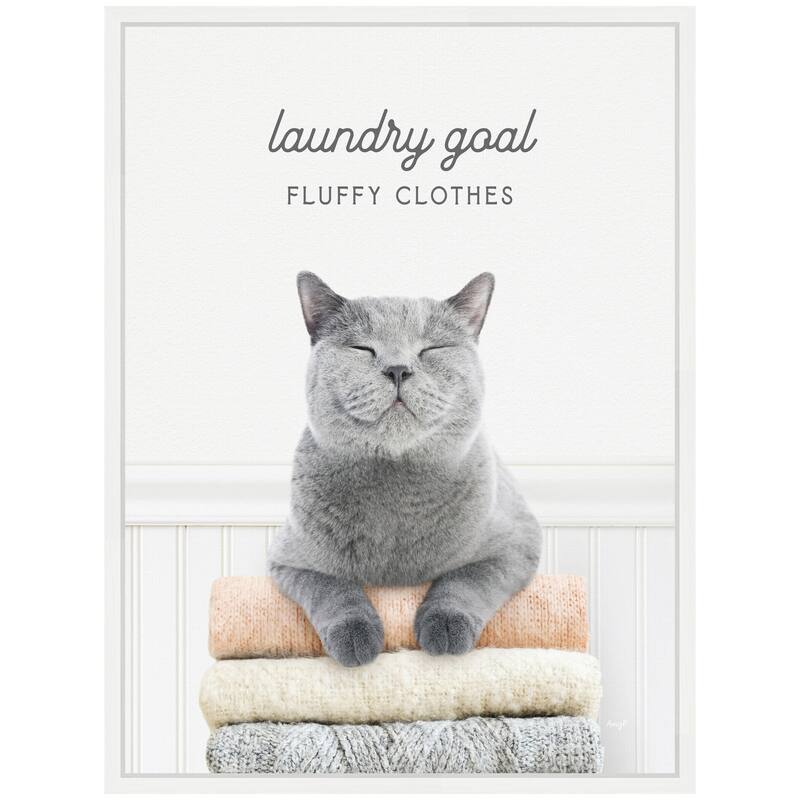 Kate and Laurel Sylvie Cat Laundry Goals Framed Canvas by Amy Peterson