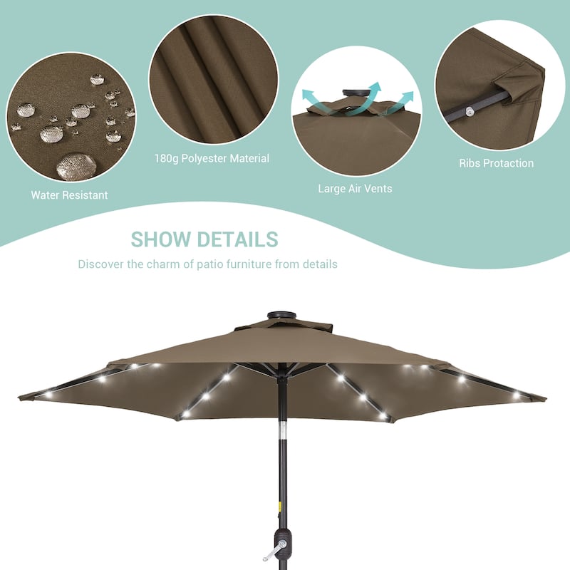 Bonosuki 7.5Ft LED Patio Market Umbrella Outdoor Table Umbrella