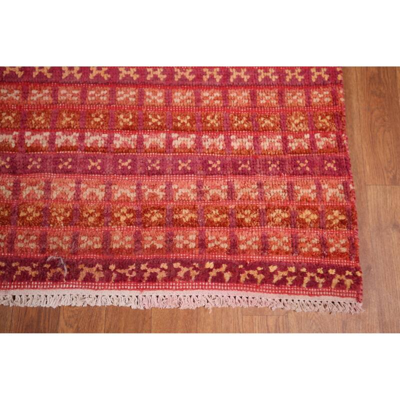 Checkered Moroccan Large Oriental Area Rug Hand-Knotted Wool Carpet - 9'8" x 13'11"