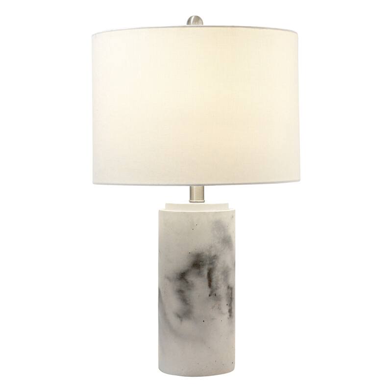 24.25 in. Marble White Finish Table Lamp with White Shade, Sturdy Table Lamp for Living Rooms and Bedrooms