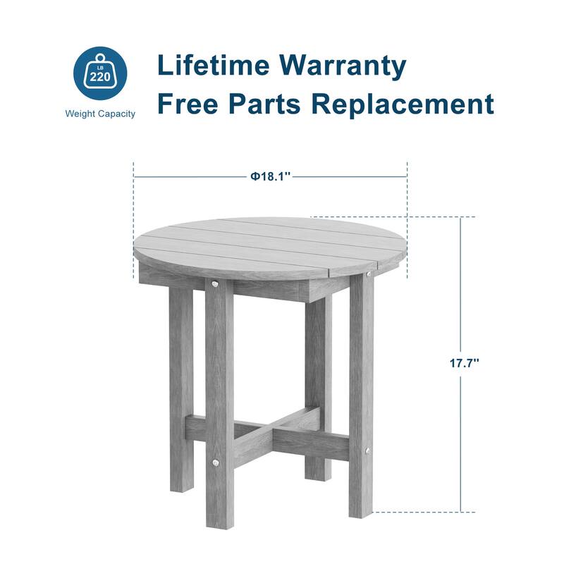 HDPE Outdoor Side Table, 220 lbs All-weather Patio End Table
