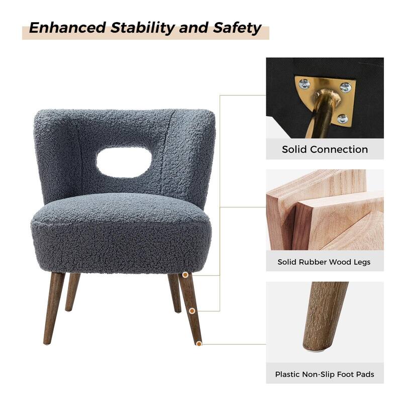 Dulcinea Modern Lambskin Accent Chair with Wood Legs Set of 2 by HULALA