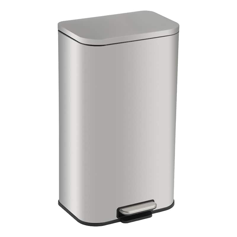 5.3 Gallon Commercial Stainless Steel Trash Can, Fingerprint-Proof with Soft-Close Lid & Foot Pedal for Home Office Restaurant
