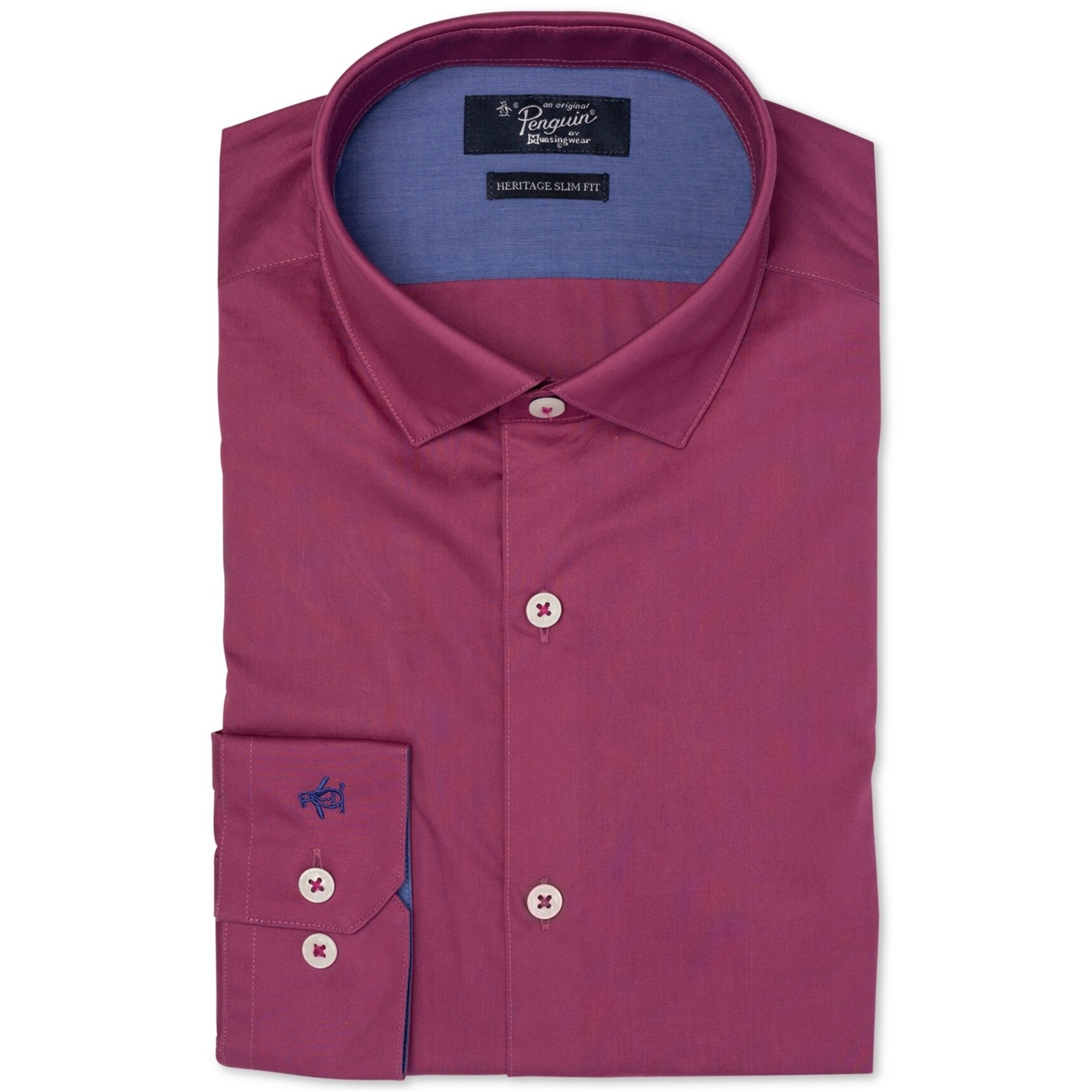 Shop Penguin Mens Solid Heritage Button Up Dress Shirt Purple 17