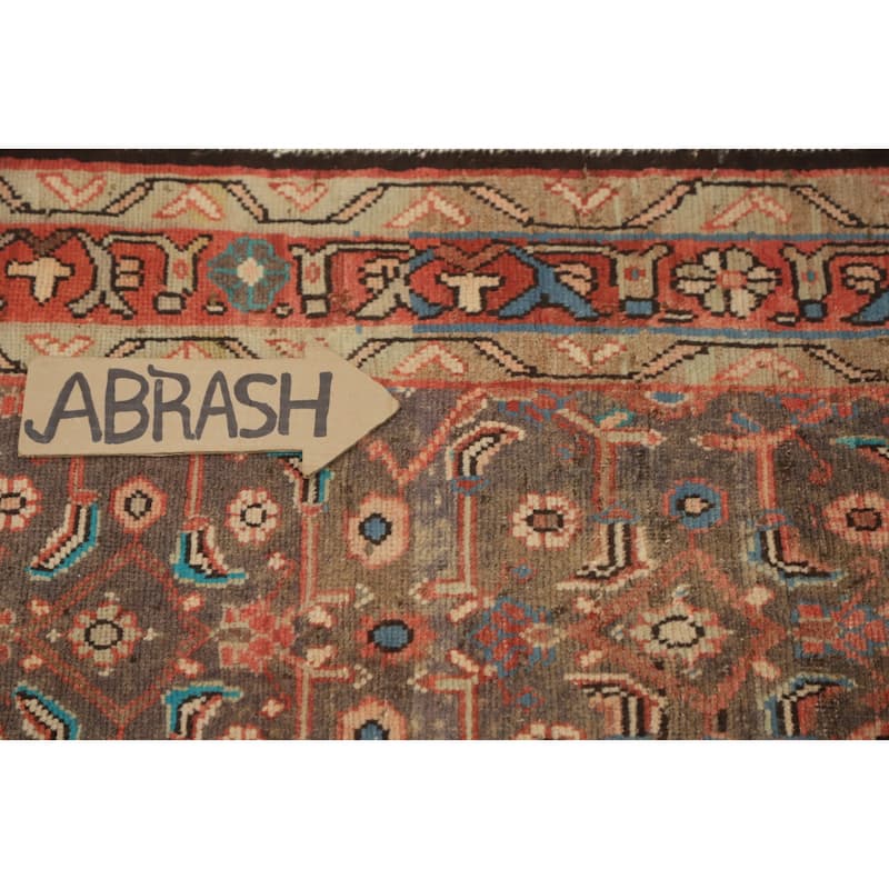 Hand Knotted Oriental 100% Wool Carpet Traditional Geometric Greys & Charcoal Mahal Runner Rug - 9' 7'' X 3' 3''
