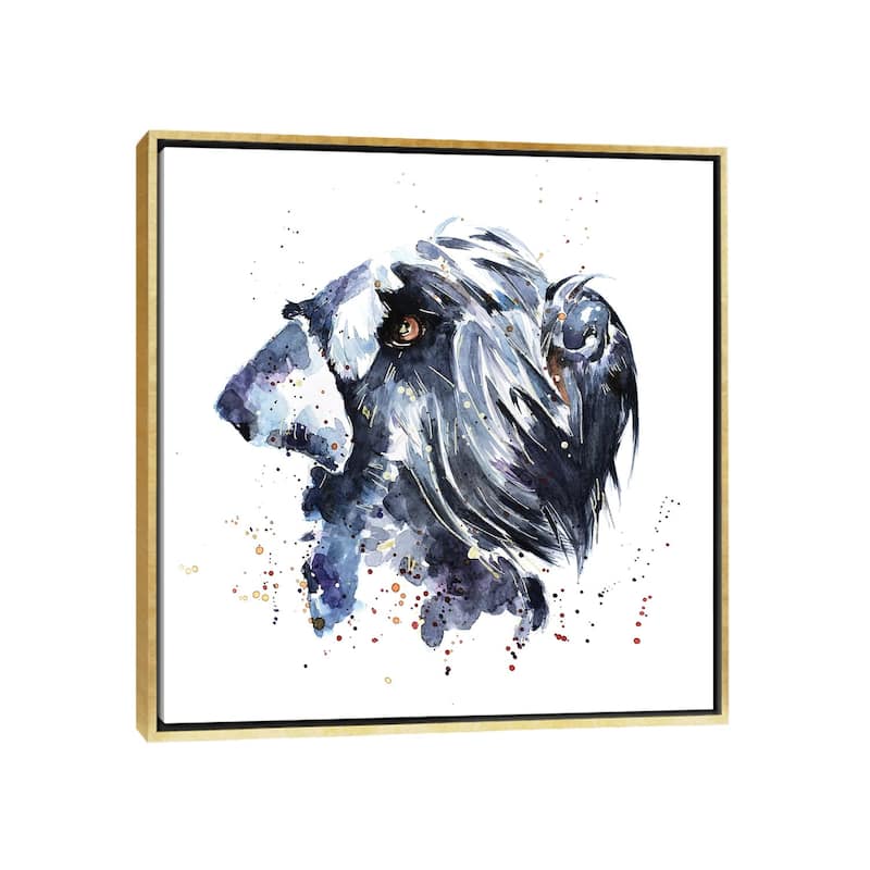 iCanvas "Giant Schnauzer" by EdsWatercolours Framed Canvas Print - Gold - 18x18