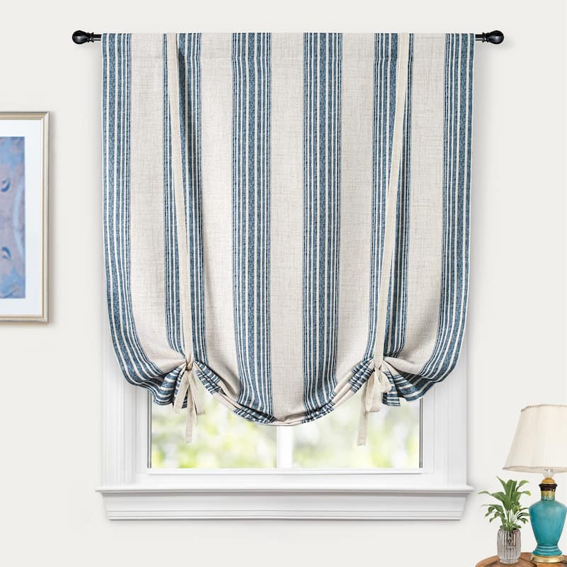 DriftAway Chris Vertical Striped Pattern Blackout Room Darkening Tie Up Curtain