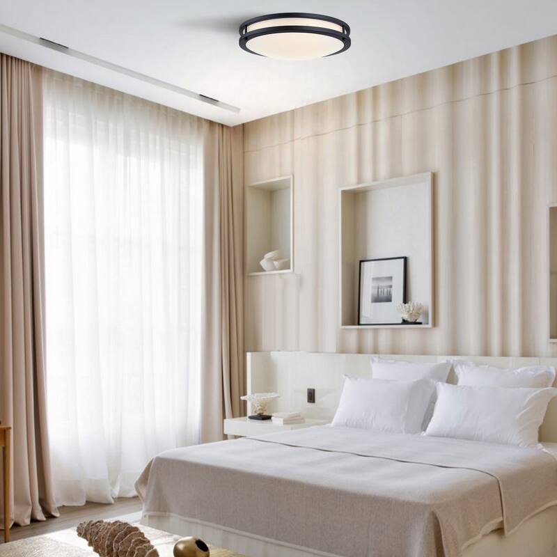 33-in Oval Brushed Nickle or Matte Black Finsh Led Flush Mount Light