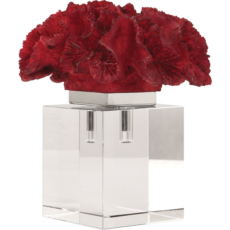 Uttermost Red Coral Cluster Nautical Ocean Designer Cast Sculpture on