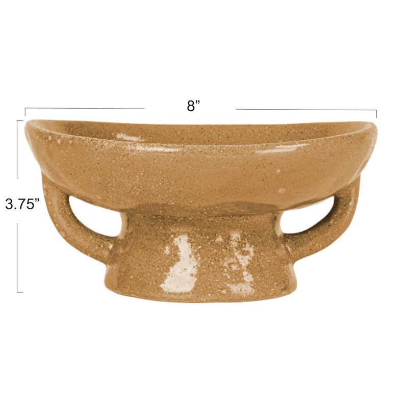Stoneware Footed Pedestal Bowl with Handles