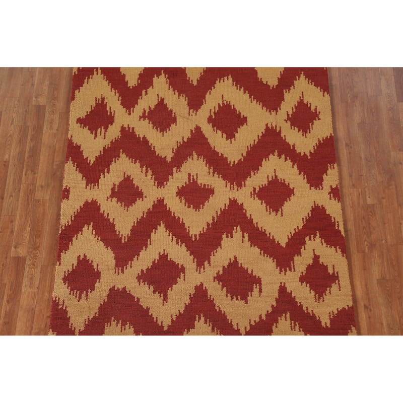 Hand Knotted Oriental 100% Wool Carpet Modern All-Over Yellow & Gold Gabbeh Area Rug - 8' 0'' X 5' 2''