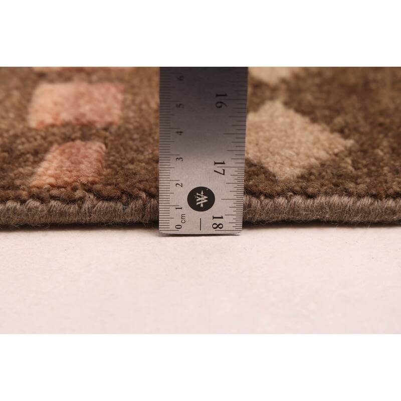 ECARPETGALLERY Hand-knotted Tangier Dark Brown Wool Rug - 8'0 x 9'11