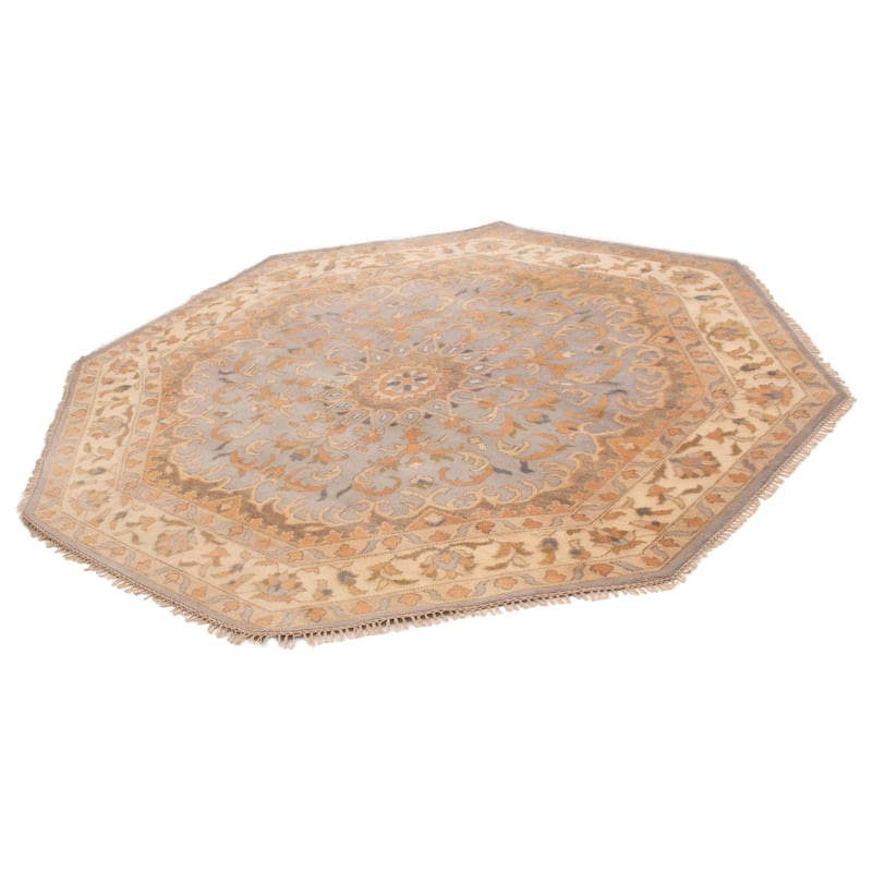 ECARPETGALLERY Hand-knotted Royal Oushak Grey Wool Rug - 8'10 x 8'10