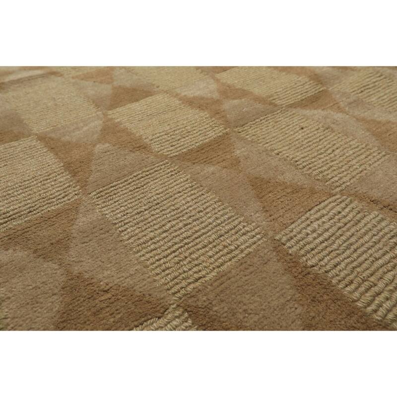 5'9''x9 Hand Knotted Wool Moss Tibetan Modern & Contemporary Loop n cut pile Rug - 5' 9'' x 9'