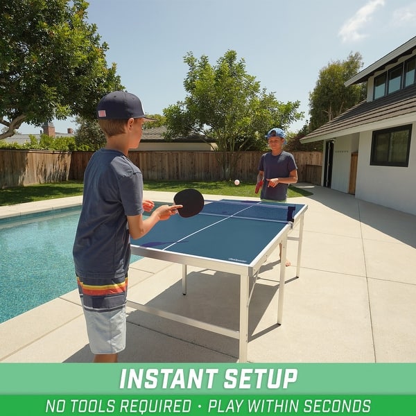 Anywhere Sports - Portable Trampoline Ping Pong Table Tennis Game for  Indoor or Outdoor Use, Includes Two Paddles, Six Balls, Storage Bag, and